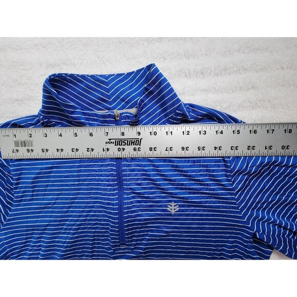 Coolibar Womens Blue Striped UPF 50+ Quarter-Zip Long Sleeve Shirt Large Stretch - Picture 6 of 9